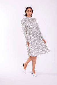 CONCEPT PLEATED PRINTED BIB DRESS