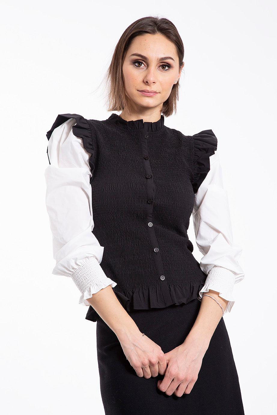 CONCEPT SMOCKED VESTED TOP