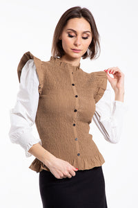 CONCEPT SMOCKED VESTED TOP
