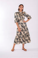 CONCEPT LEAF PRINT SILKY SHIRTDRESS