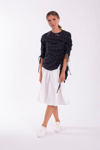 CONCEPT PULLEY DETAIL CHECKED BLOUSE