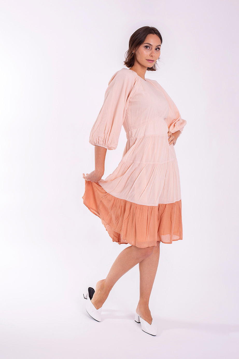 CONCEPT COLORBLOCK TIERED DRESS