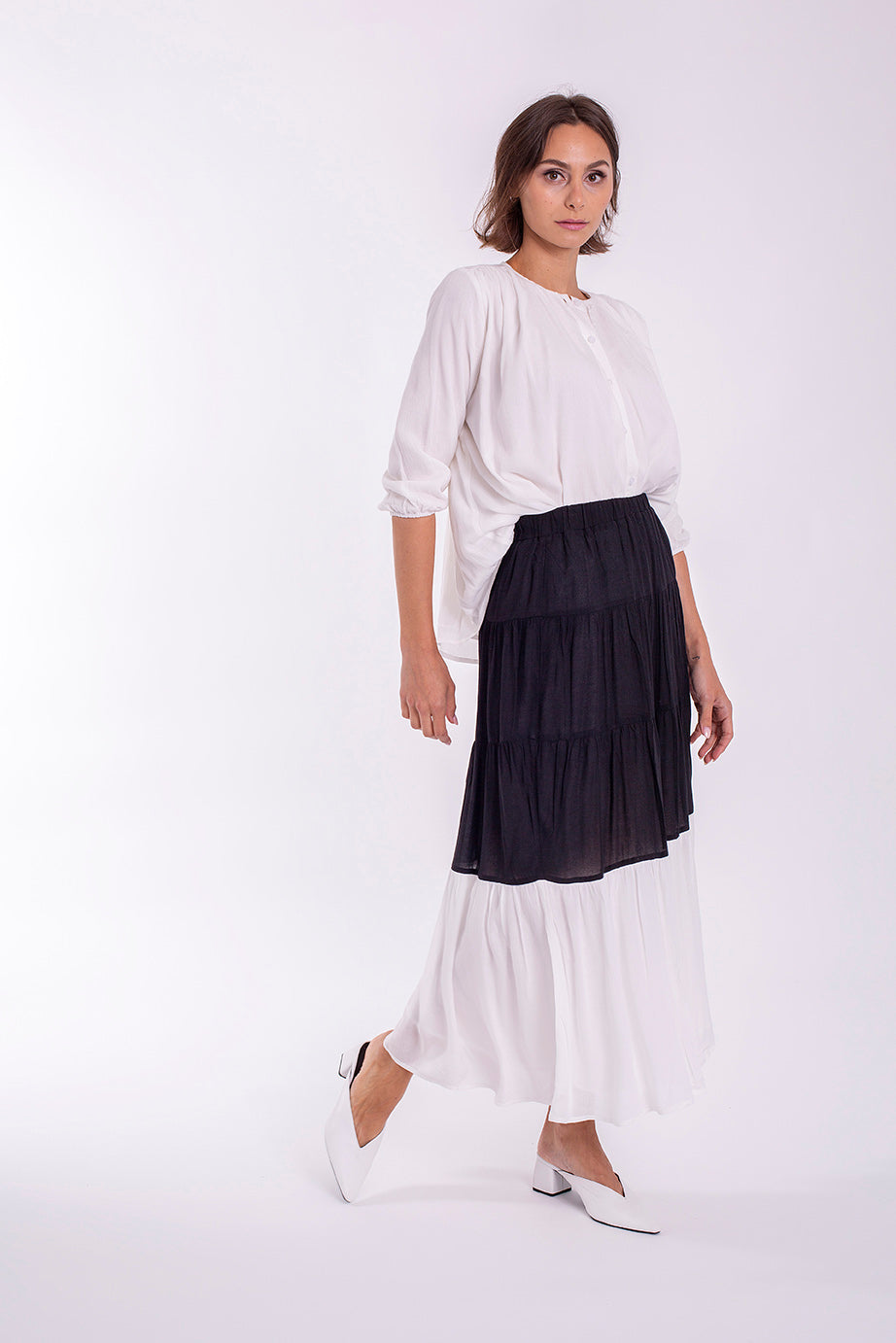CONCEPT COLORBLOCK FLARE SKIRT