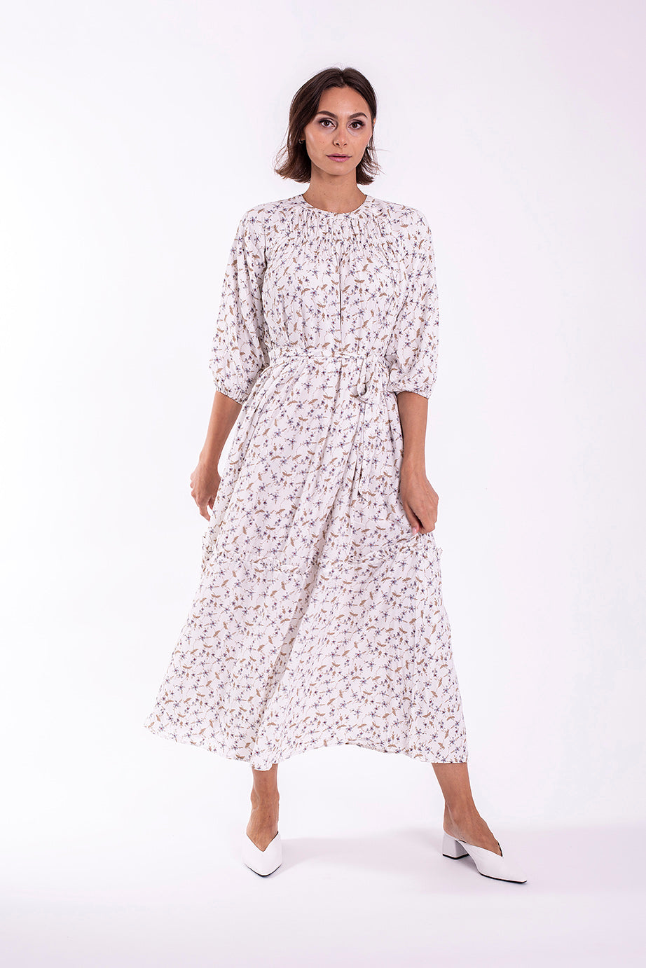 CONCEPT RUCHED DETAIL FLORAL MIDI