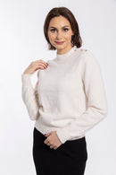 CONCEPT FUZZY GOLD BUTTON SWEATER