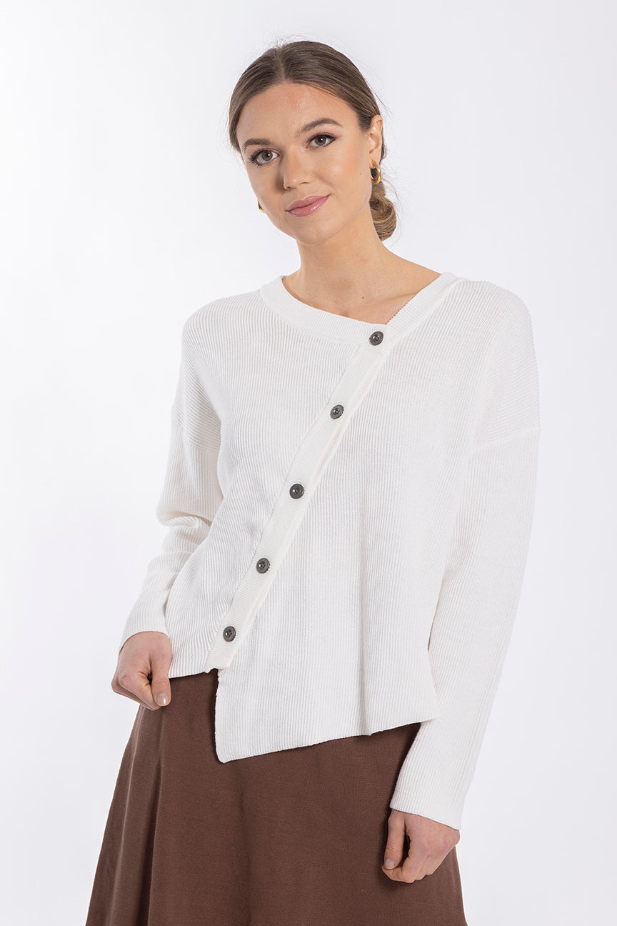 CONCEPT DIAGONAL PLACKET SWEATER