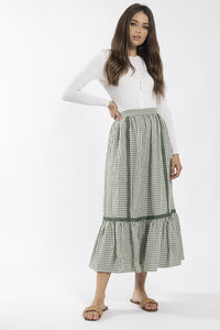 CONCEPT GINGHAM MIDI SKIRT