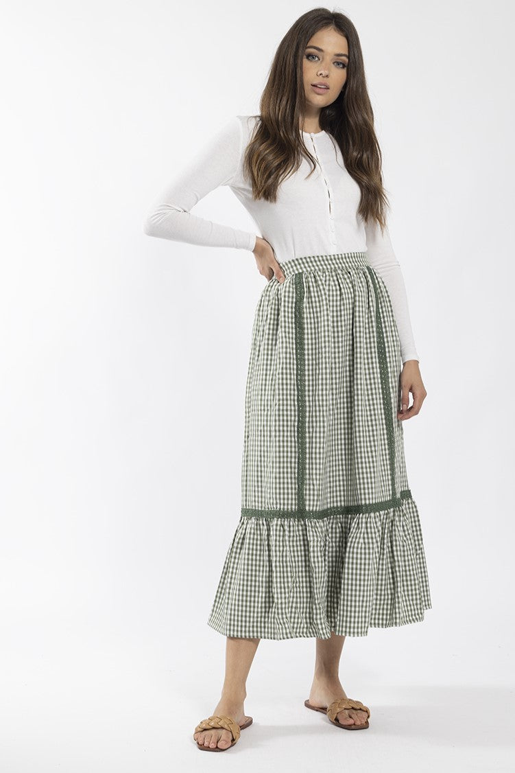 CONCEPT GINGHAM MIDI SKIRT