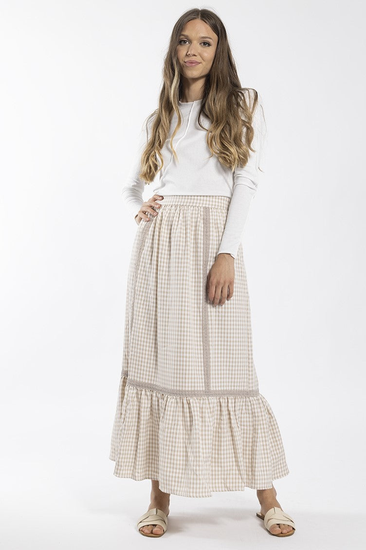 CONCEPT GINGHAM MIDI SKIRT