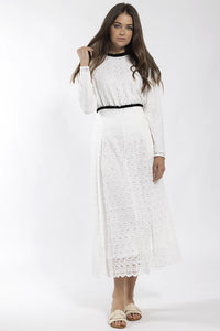 CONCEPT CONTRAST TRIM LACE MIDI SKIRT