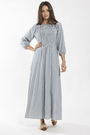CONCEPT GINGHAM SMOCK FRONT MIDI DRESS