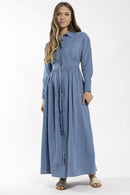 CONCEPT WAISTED DENIM SHIRT DRESS