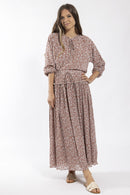 CONCEPT MINI PLEATED FLORAL MIDI SKIRT