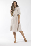 CONCEPT SHOULDER DETAIL BELTED DRESS