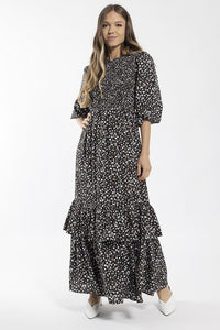 CONCEPT SMOCKED FLORAL MAXI DRESS