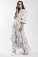 CONCEPT SMOCKED FLORAL MAXI DRESS