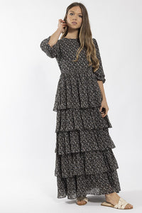 CONCEPT FLORAL RUFFLE TIER MAXI DRESS