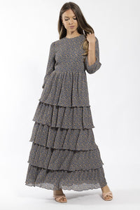 CONCEPT FLORAL RUFFLE TIER MAXI DRESS