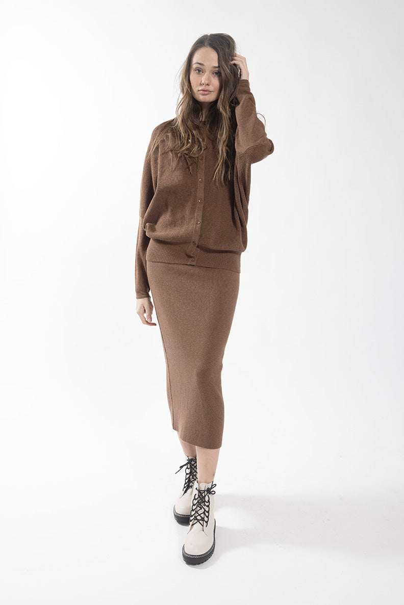 CONCEPT SPECKLE KNIT MIDI SKIRT