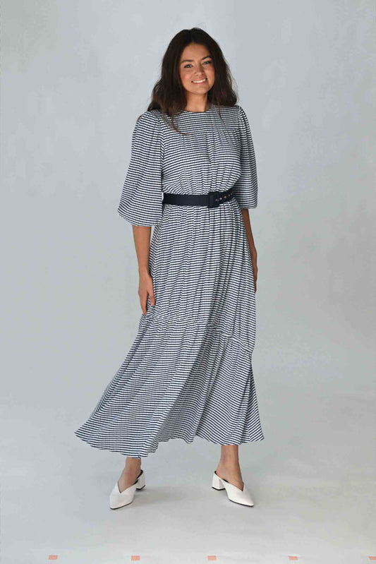 CONCEPT GINGHAM ELASTIC WAIST DRESS