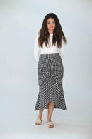 CONCEPT PLAID RUCHED SKIRT