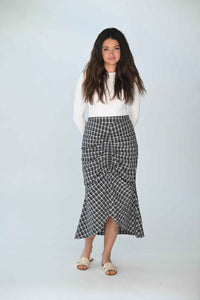 CONCEPT PLAID RUCHED SKIRT