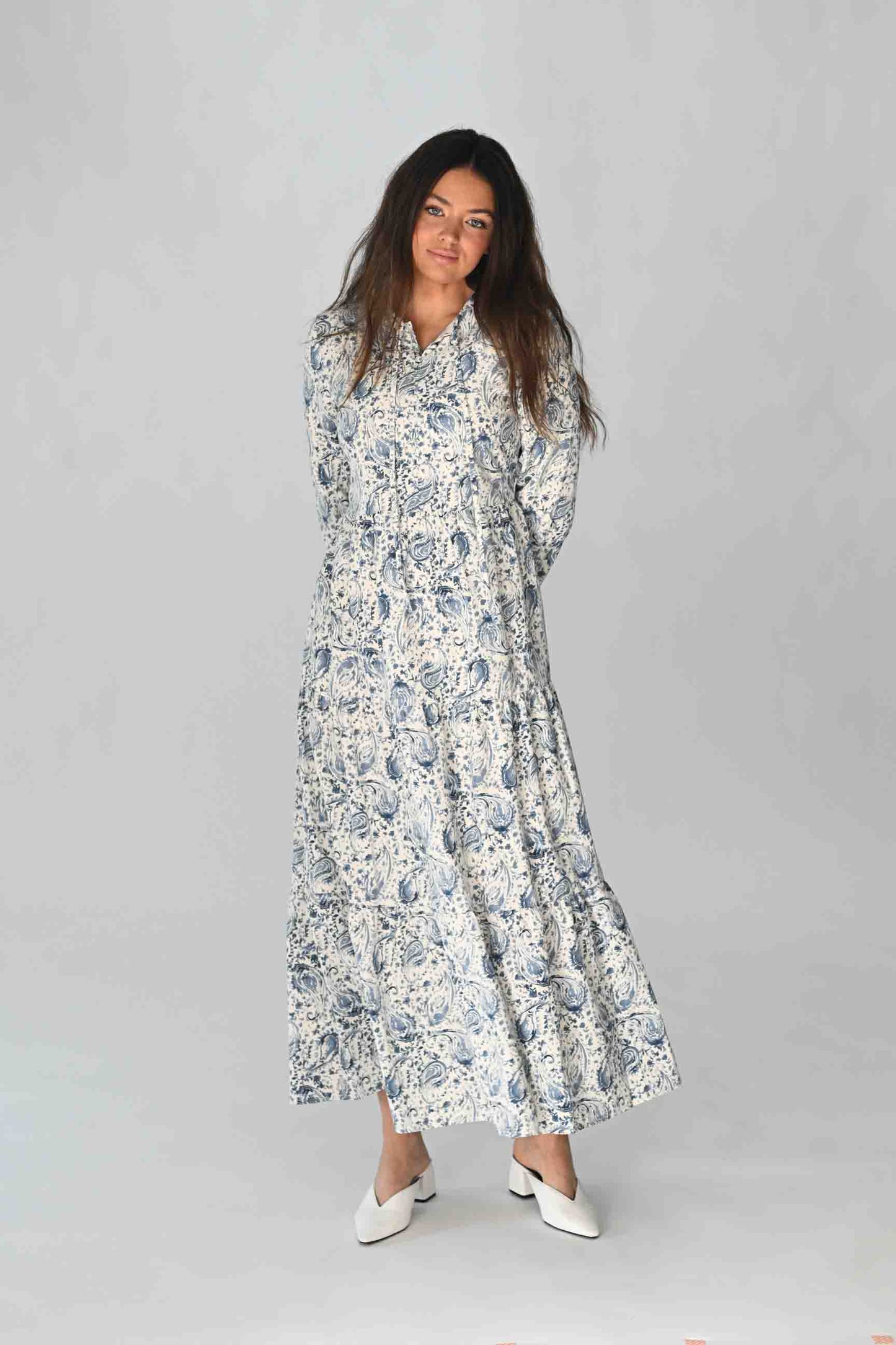 CONCEPT PAISLEY PRINT TIERED DRESS