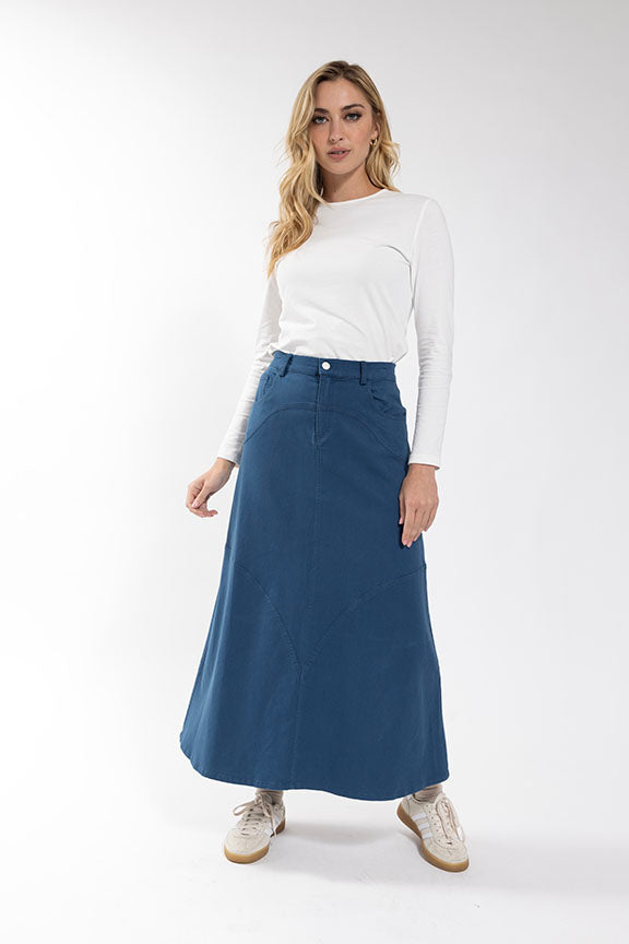 CONCEPT Curve Seam Stretch Denim Skirt