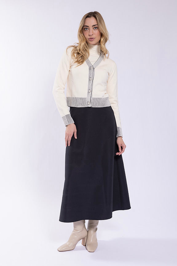Concept Two Tone Rib Hem Cardi