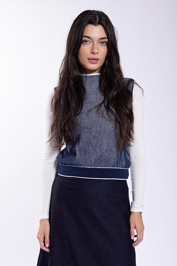 Concept Two Tone Ribbed Vest