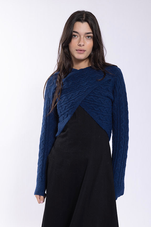 Concept Cable Crossover Cropped Sweater