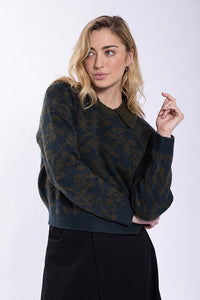 Concept Floral Sweater with Collar