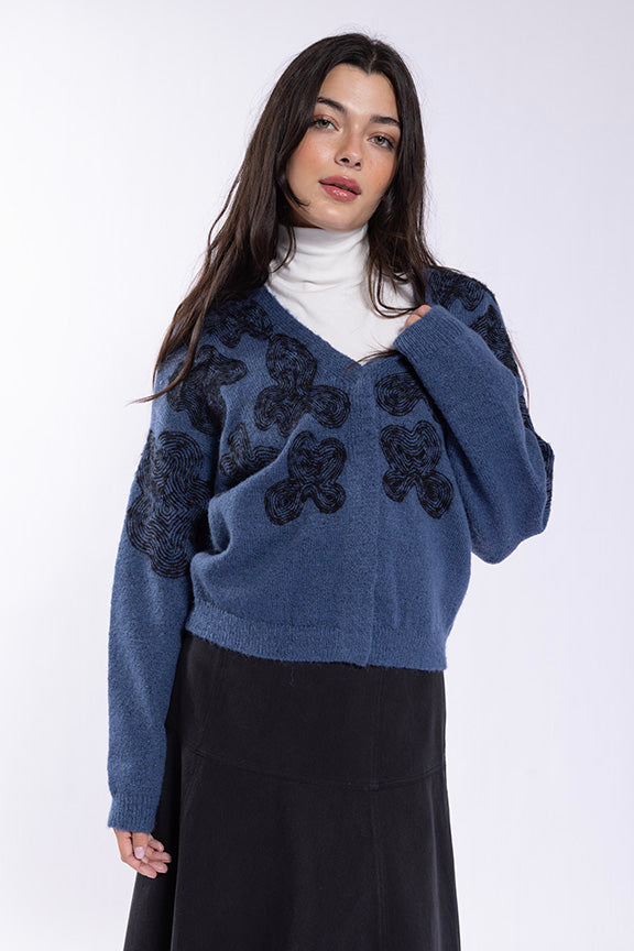 Concept Trimming Flowers Cardi
