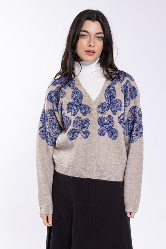Concept Trimming Flowers Cardi