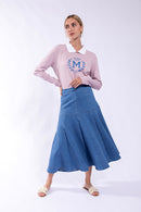 CONCEPT PANEL DENIM MIDI SKIRT