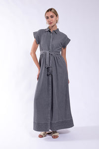 CONCEPT BELTED DENIM DRESS
