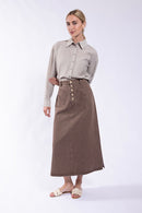 CONCEPT BUTTON FLY TWILL SKIRT