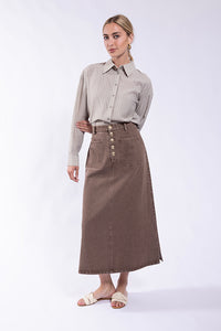CONCEPT BUTTON FLY TWILL SKIRT