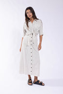 CONCEPT STRIPED BUTTON DOWN TIE FRONT SHIRT