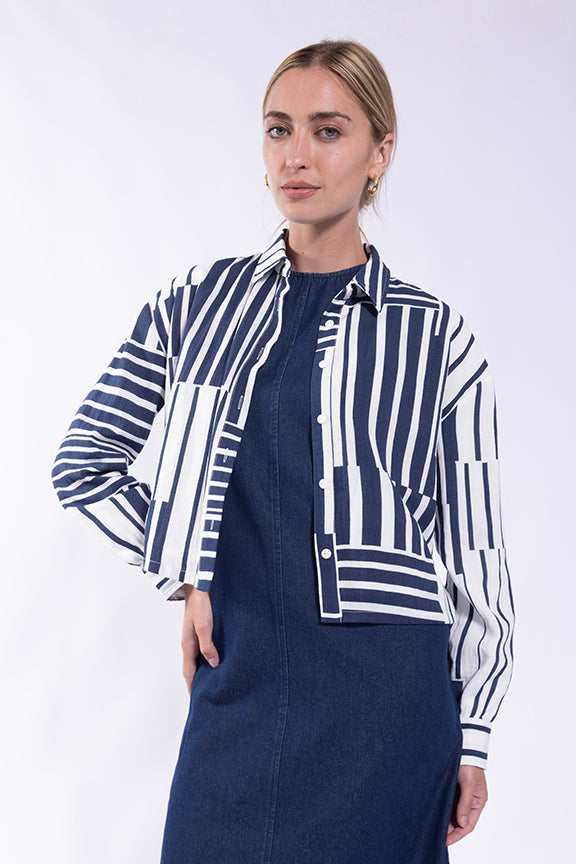 CONCEPT ABSTRACT SRTIPE BUTTONDOWN SHIRT