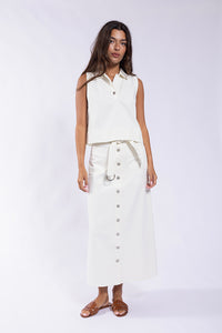 CONCEPT BUTTONDOWN FRONT POCKET DENIM SKIRT