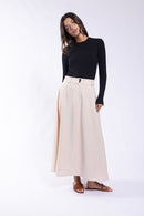 CONCEPT HIGH WAISTED DOUBLE BUTTOM SKIRT