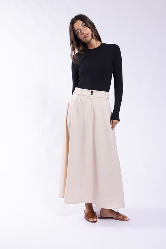 CONCEPT HIGH WAISTED DOUBLE BUTTOM SKIRT