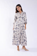 CONCEPT FLORAL GRID MIDI DRESS