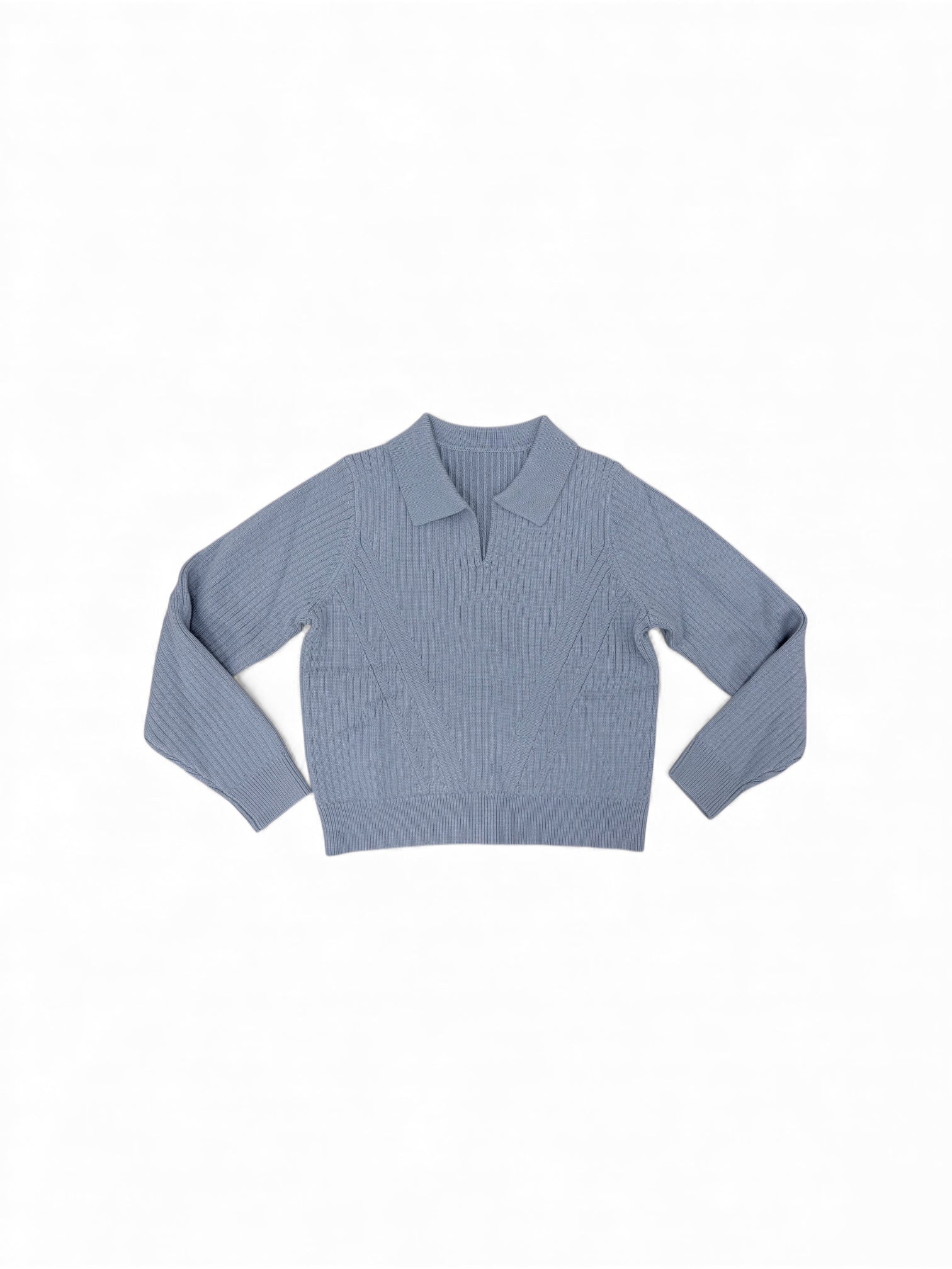 CONCEPT RIBBED POPOVER SWEATER WITH DIAGONAL LINES