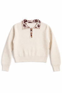 CONCEPT SWEATER POLO WITH FLORAL COLLAR