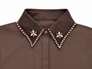 MCQUEEM GEM VELVET COLLARED BUTTON DOWN DRESS W VELVET BELT