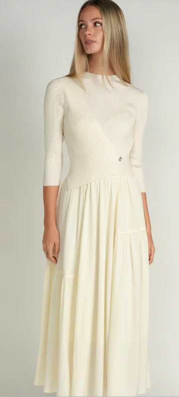ELLIE MAKIR CONTRAST KNIT MIDI DRESS