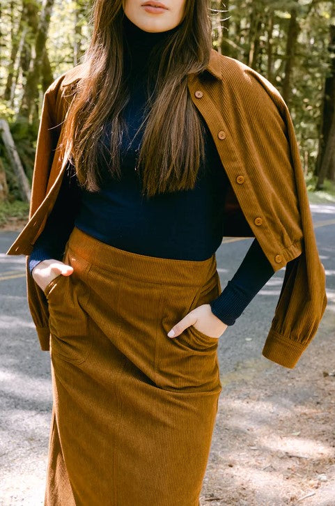 POINT CORD STRAIGHT SKIRT
