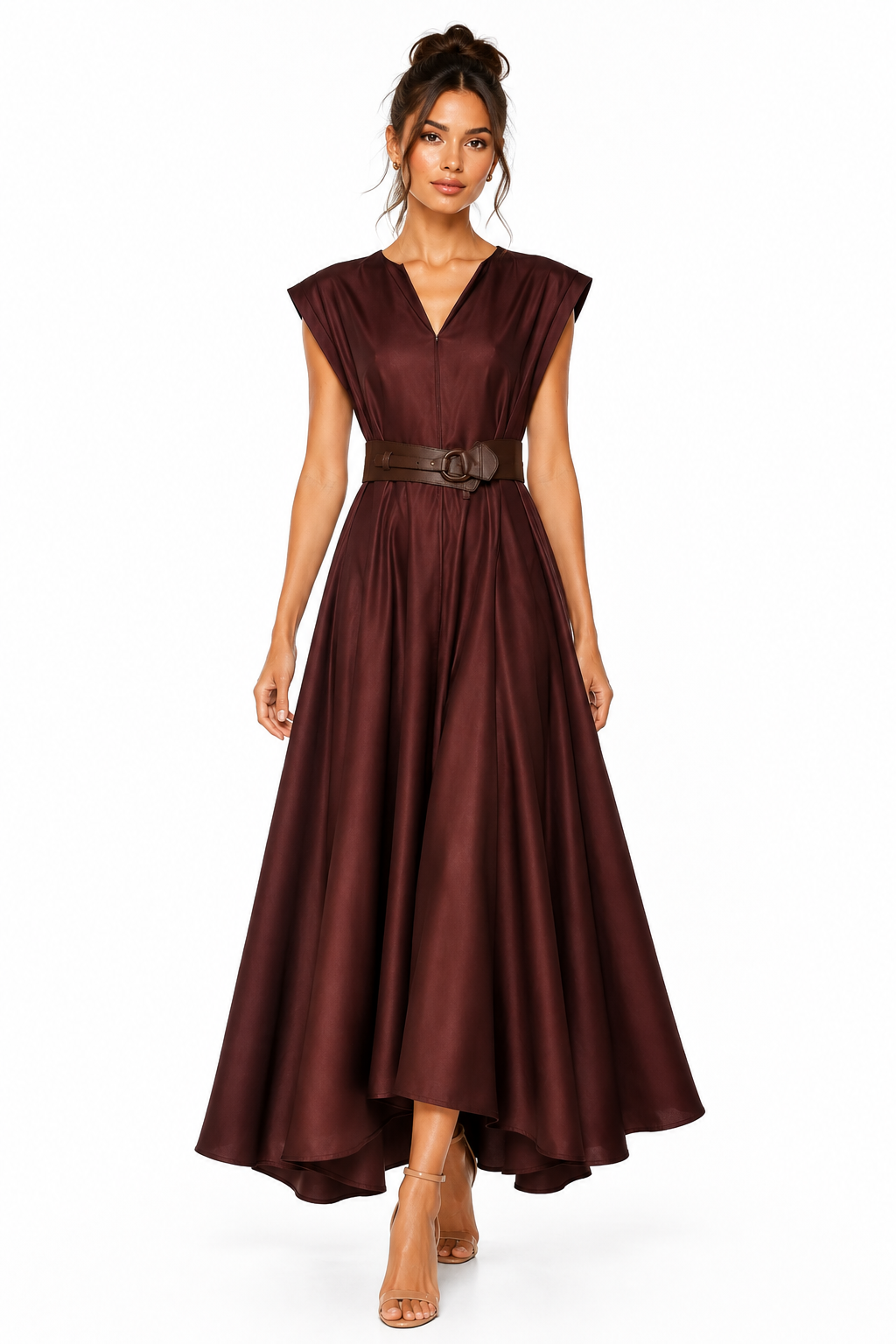 CELINA`S ASYMMETRIC SATIN JUMPER W BELT